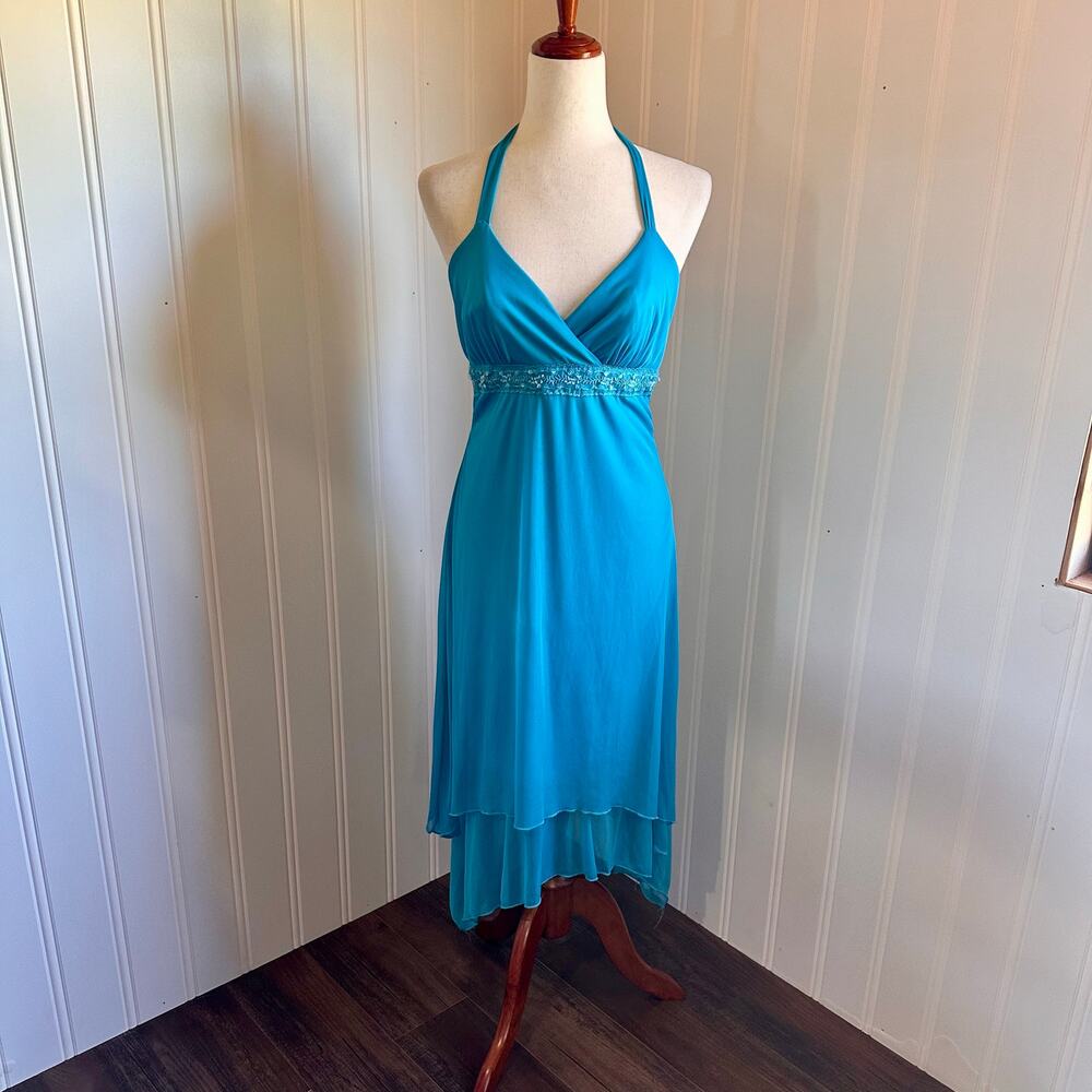 Vintage 90s/Y2K Fairy Blue Midi Dress L